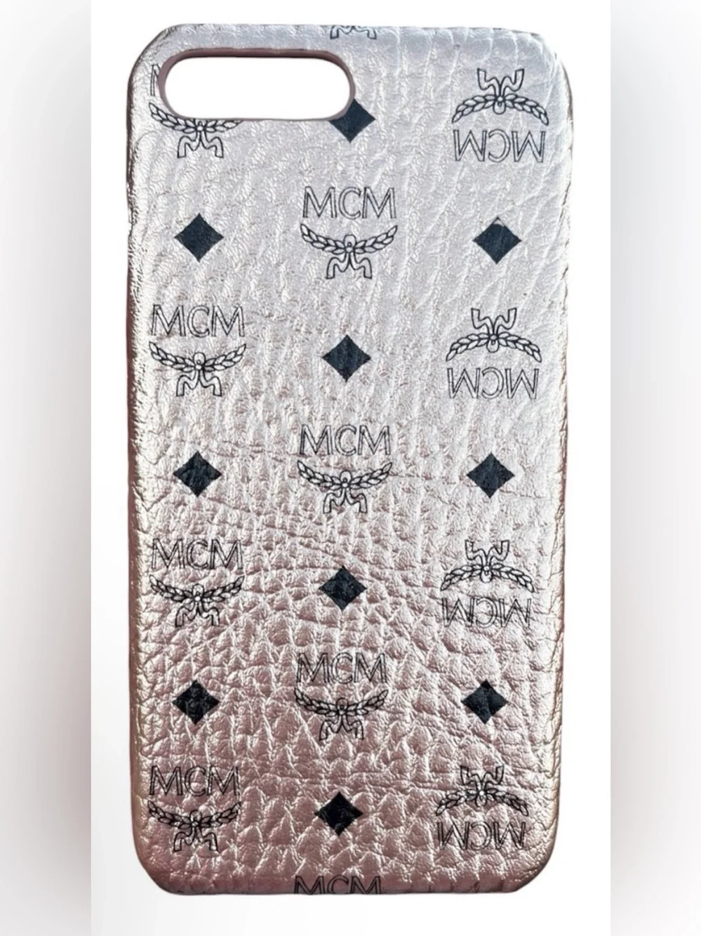 MCM METALLIC ROSE GOLD LOGO PHONE CASE IPHONE 7/8 PLUS